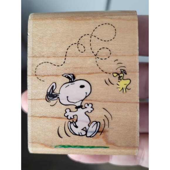 Peanuts Snoopy and Woodstock Rubber Stamp A433D Wood Mounted Rubber Stampede - Picture 2 of 7